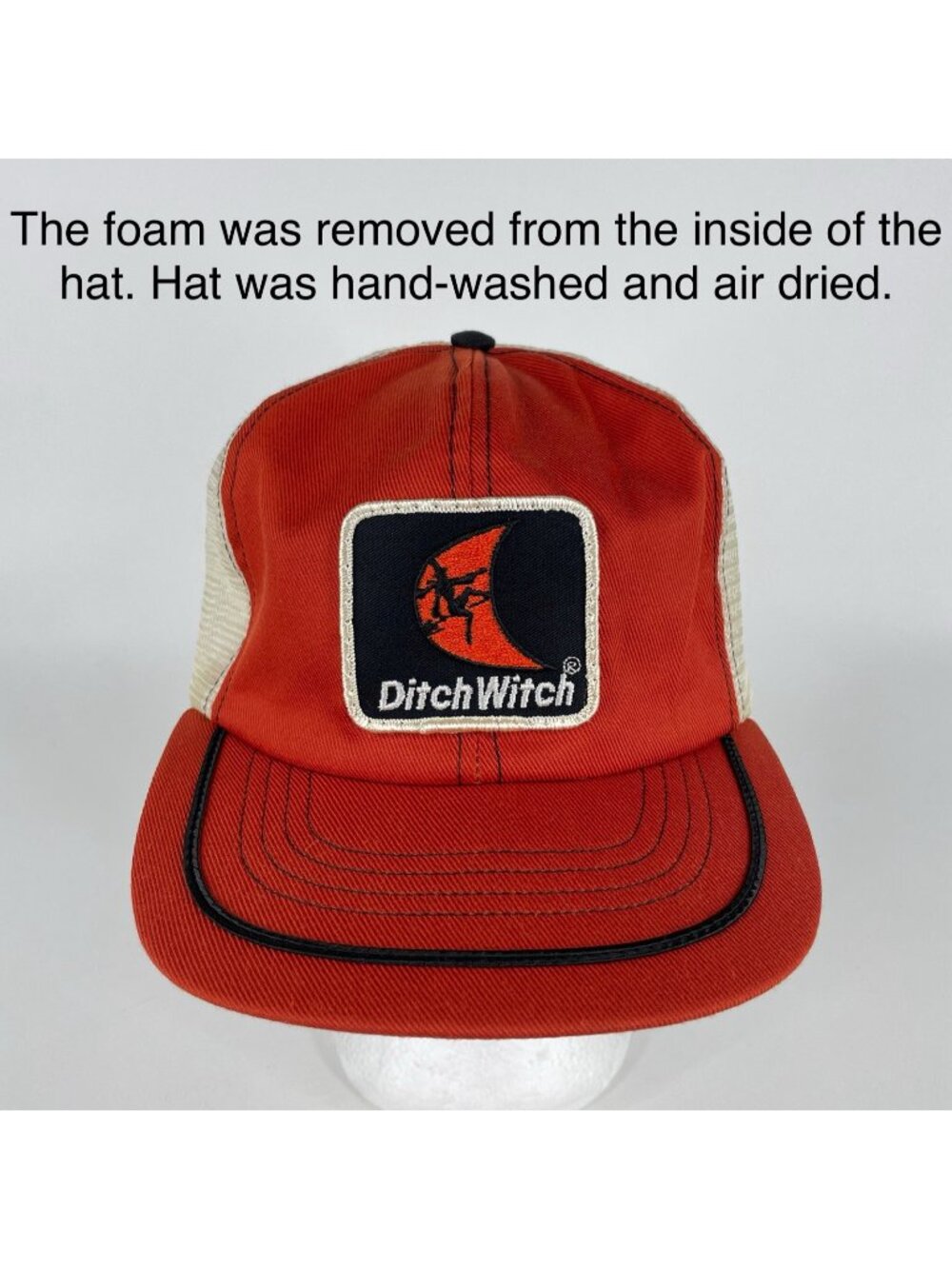 Vtg Ditch Witch Trucker Hat Cap Orange Snapback Moon Logo Swingster USA  NO Foam